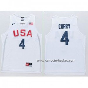maglie basket 2016 USA Rio Olympics Stephen Curry #4 bianco