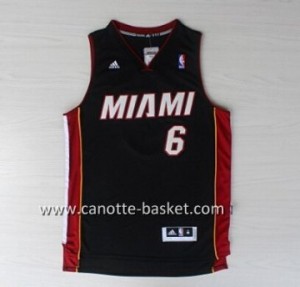 nuovo Maglie nba Miami Heat LeBron James #6 nero